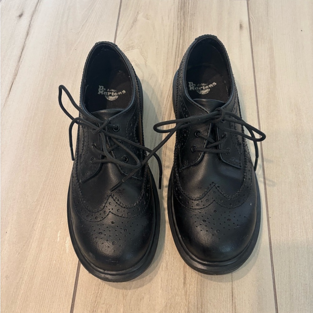 Dr. Martens all black leather brogue shoes